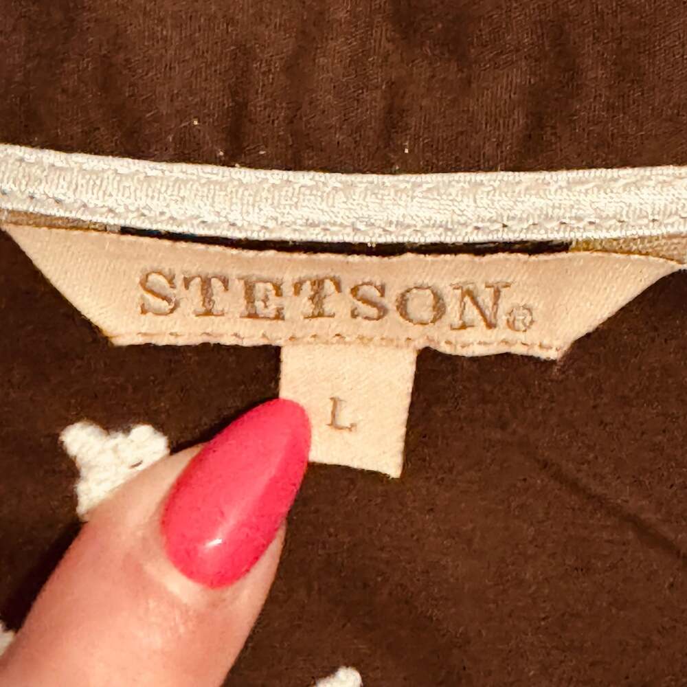 Stetson Womens Brown Long Sleeve Western Snap Shirt with Floral Embroidery L - Picture 3 of 13
